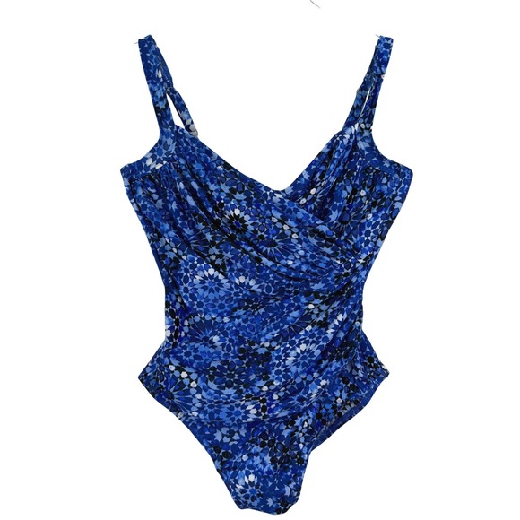 Miraclesuit LIFELINES SANIBEL Swimsuit 14 Blue One Piece Shaping Tummy Control - Picture 1 of 7